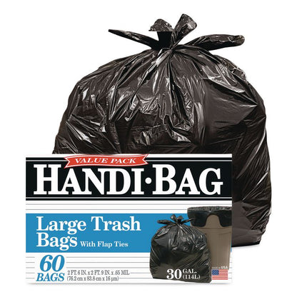 Super Value Pack Can Liners, 30 gal, 0.65 mil, 30" x 33", Black, 60/Box
