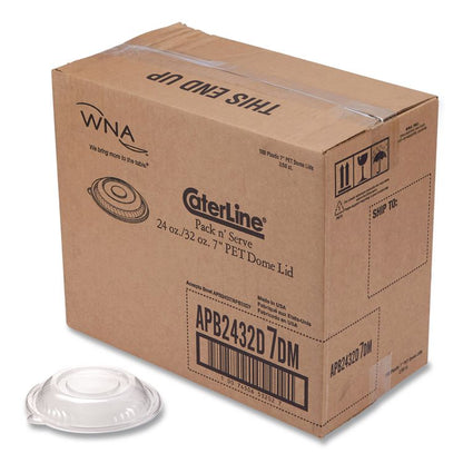 CaterLine Pack 'n Serv Dome Lid, 7" dia x 1.5" h, Clear, Plastic, 50/Pack, 2 Packs/Carton