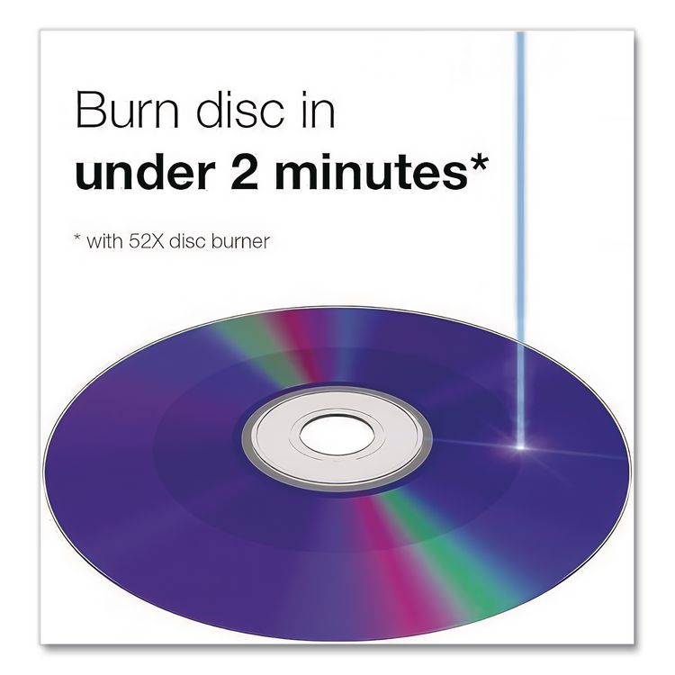 CD-R Printable Recordable Disc, 700 MB, 52x, Spindle, White, 100/Pack