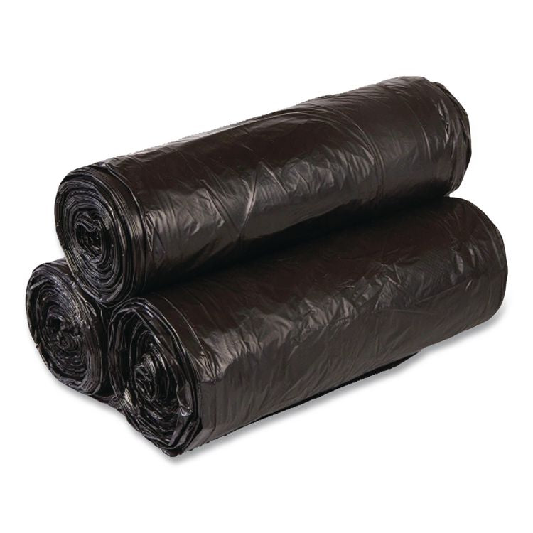 Low-Density Commercial Can Liners, 30 gal, 0.58 mil, 30" x 36", Black, Interleaved Roll, 25 Bags/Roll, 10 Rolls/Carton