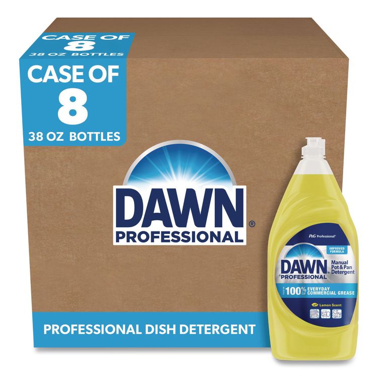 Manual Pot/Pan Dish Detergent, Lemon Scent, 38 oz Bottle, 8/Carton