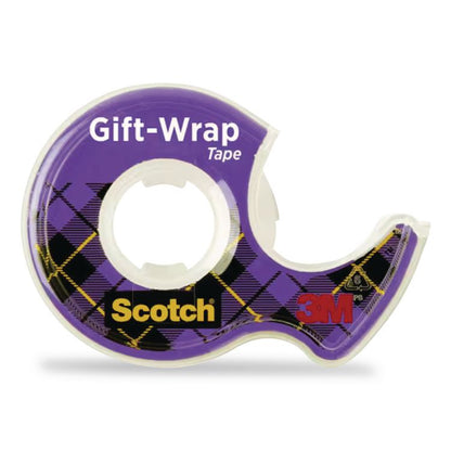 Gift Wrap Tape with Dispenser, 1" Core, 0.75" x 300", Transparent, 3/Pack
