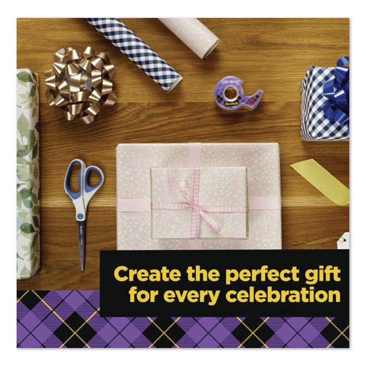 Gift Wrap Tape with Dispenser, 1" Core, 0.75" x 300", Transparent, 3/Pack