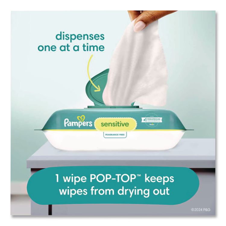 Sensitive Baby Wipes, 1-Ply, 6.8 x 7, Unscented, White, 56/Pack
