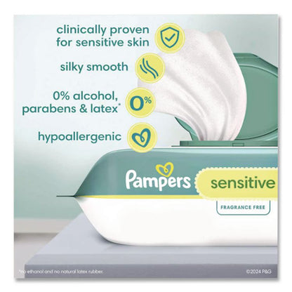 Sensitive Baby Wipes, 1-Ply, 6.8 x 7, Unscented, White, 56/Pack