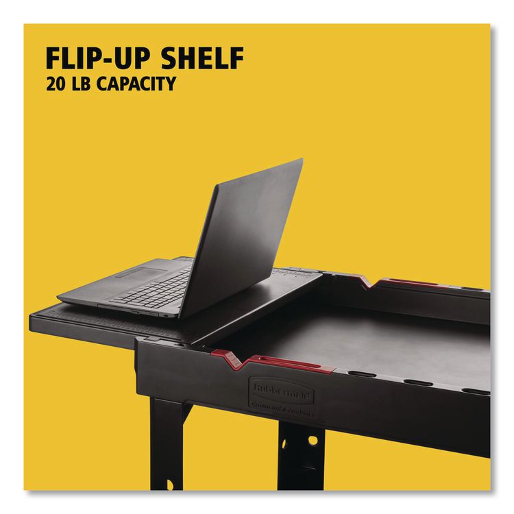 Heavy Duty Adaptable Utility Cart, Plastic, 2 Shelves, 500 lb Capacity, 17.8" x 46.2" x 36", Black