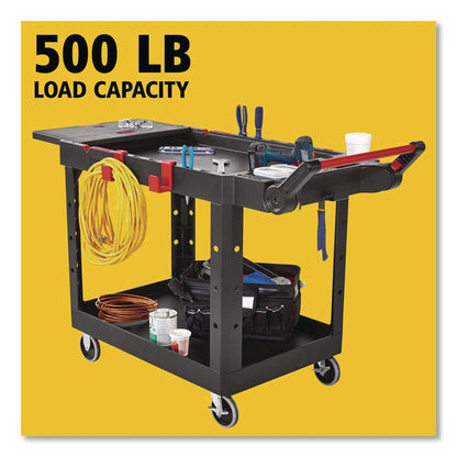 Heavy Duty Adaptable Utility Cart, Plastic, 2 Shelves, 500 lb Capacity, 25.2" x 51.5" x 36", Black