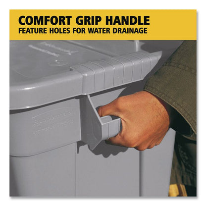 BRUTE Tote with Lid, 14 gal, 27.5" x 16.75" x 10.75", Gray