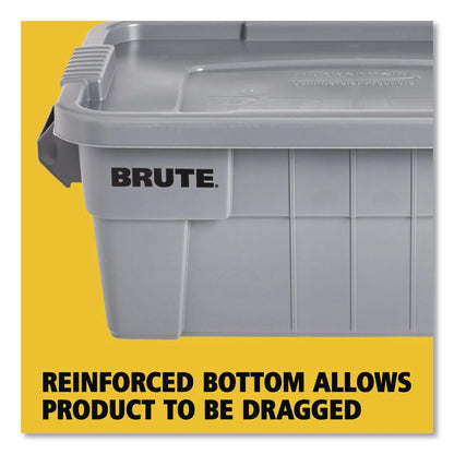 BRUTE Tote with Lid, 14 gal, 27.5" x 16.75" x 10.75", Gray