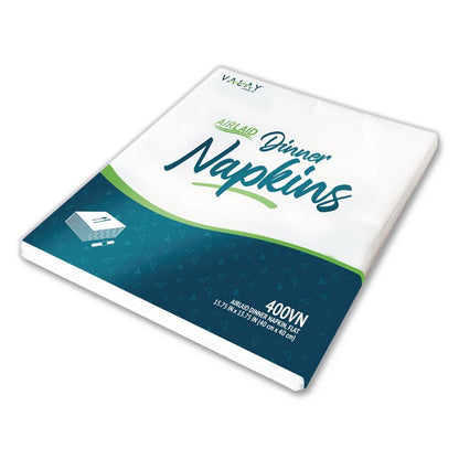 Valay Airlaid Flat Dinner Napkin, 1-Ply, 15.75 x 15.75, White, 100/Pack, 10 Packs/Carton