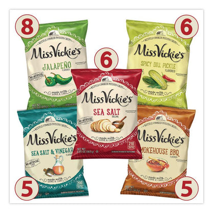 Kettle Cooked Chips Variety Mix, Four Assorted Flavors, 1.38 oz Bags, 30 Bags/Carton