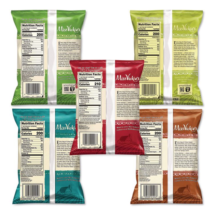 Kettle Cooked Chips Variety Mix, Four Assorted Flavors, 1.38 oz Bags, 30 Bags/Carton