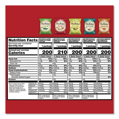 Kettle Cooked Chips Variety Mix, Four Assorted Flavors, 1.38 oz Bags, 30 Bags/Carton