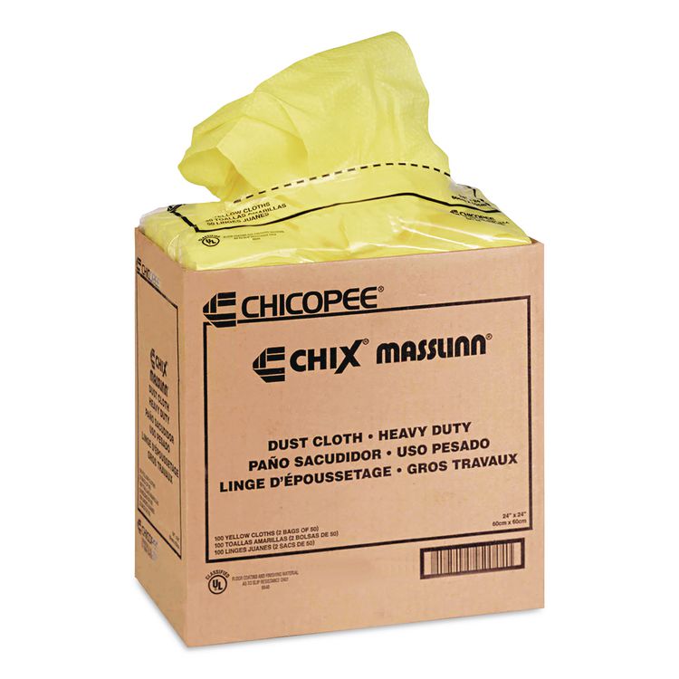 Masslinn Dust Cloths, 24 x 24, Yellow, 50/Bag, 2 Bags/Carton