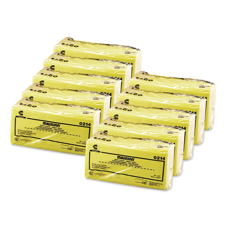 Masslinn Dust Cloths, 1-Ply, 24 x 40, Unscented, Yellow, 25/Bag, 10 Bags/Carton