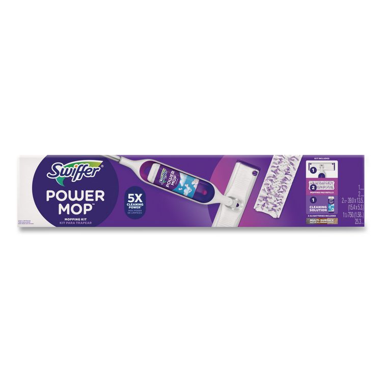 PowerMop Starter Kit, 15.4 x 5.3 White/Purple Cloth Head, 26" Silver Aluminum Handle