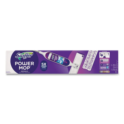PowerMop Starter Kit, 15.4 x 5.3 White/Purple Cloth Head, 26" Silver Aluminum Handle