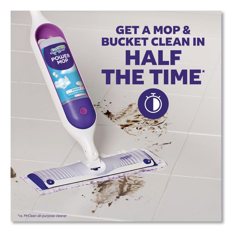 PowerMop Starter Kit, 15.4 x 5.3 White/Purple Cloth Head, 26" Silver Aluminum Handle