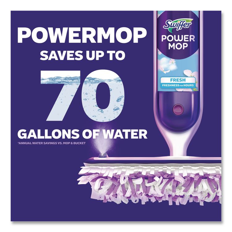 PowerMop Starter Kit, 15.4 x 5.3 White/Purple Cloth Head, 26" Silver Aluminum Handle