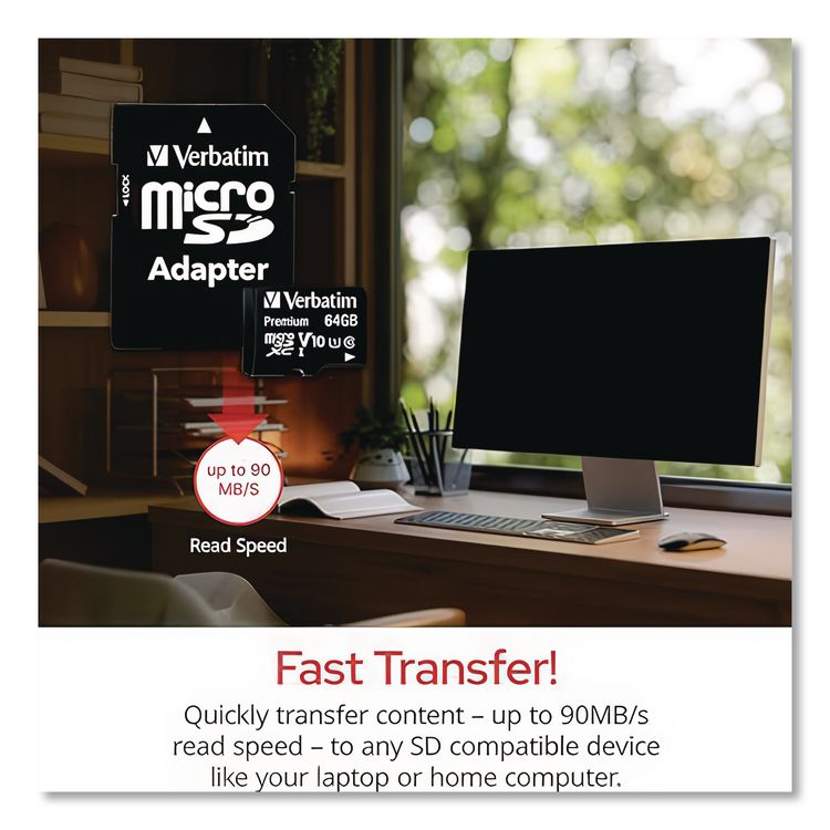 32GB Premium microSDHC Memory Card with Adapter, UHS-I V10 U1 Class 10, Up to 90MB/s Read Speed
