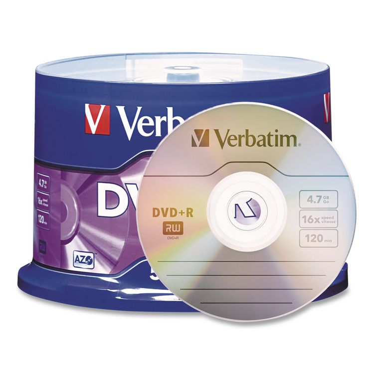 DVD+R Recordable Disc, 4.7 GB, 16x, Spindle, Matte Silver, 50/Pack