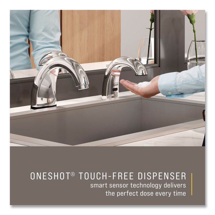 One Shot Soap Dispenser - Touch Free, Foam, 800 mL/1,600 mL, 11 x 14 x 3.5, Chrome