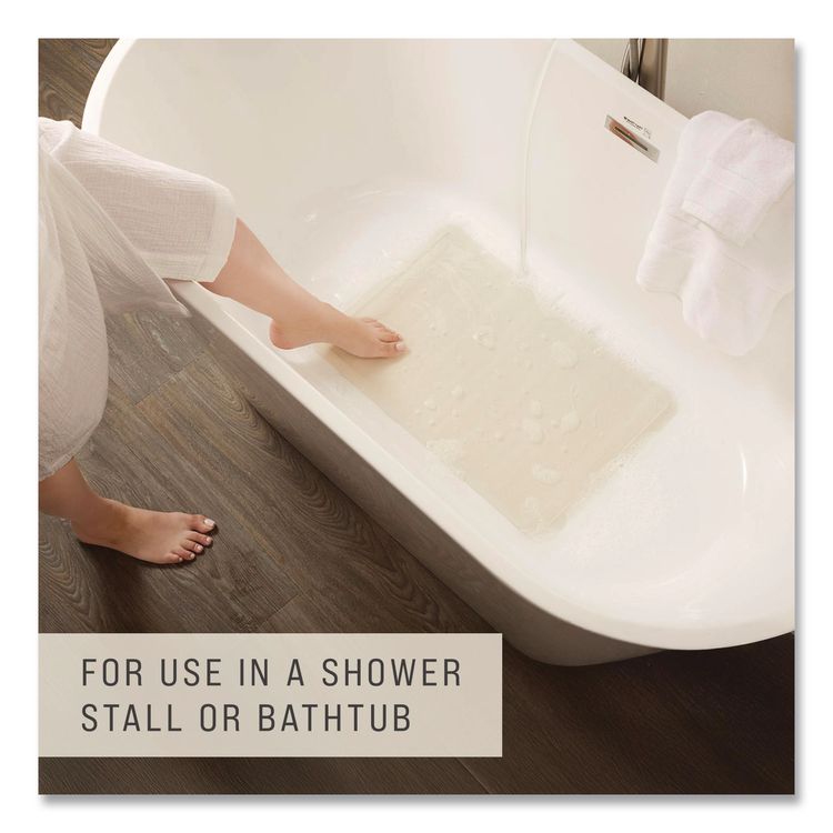 Safti-Grip Bath Mats, White Textured Surface, Suction-Cup Backing, 14" x 22.5", 12/Carton