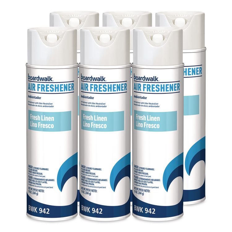 Aerosol Air Freshener, Fresh Linen, 10 oz Aerosol Spray, 6/Carton