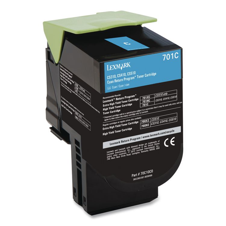 70C10C0 Return Program Toner, 1,000 Page-Yield, Cyan