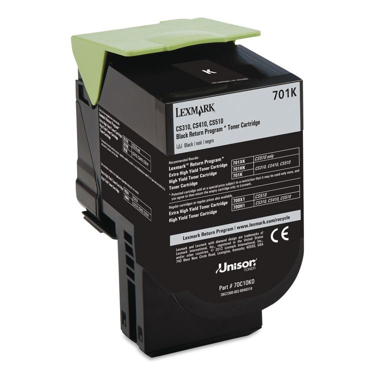 70C10K0 Return Program Toner, 1,000 Page-Yield, Black