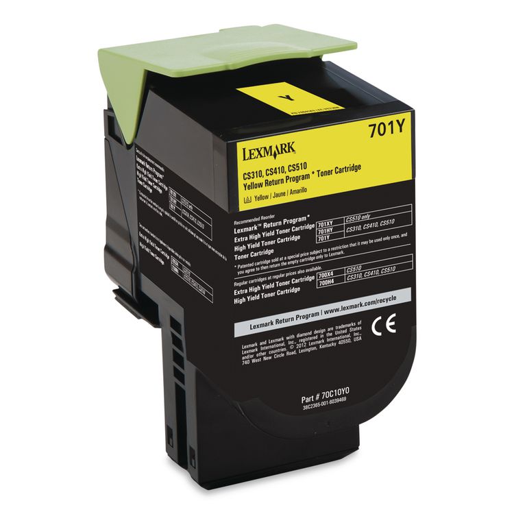 70C10Y0 Return Program Toner, 1,000 Page-Yield, Yellow