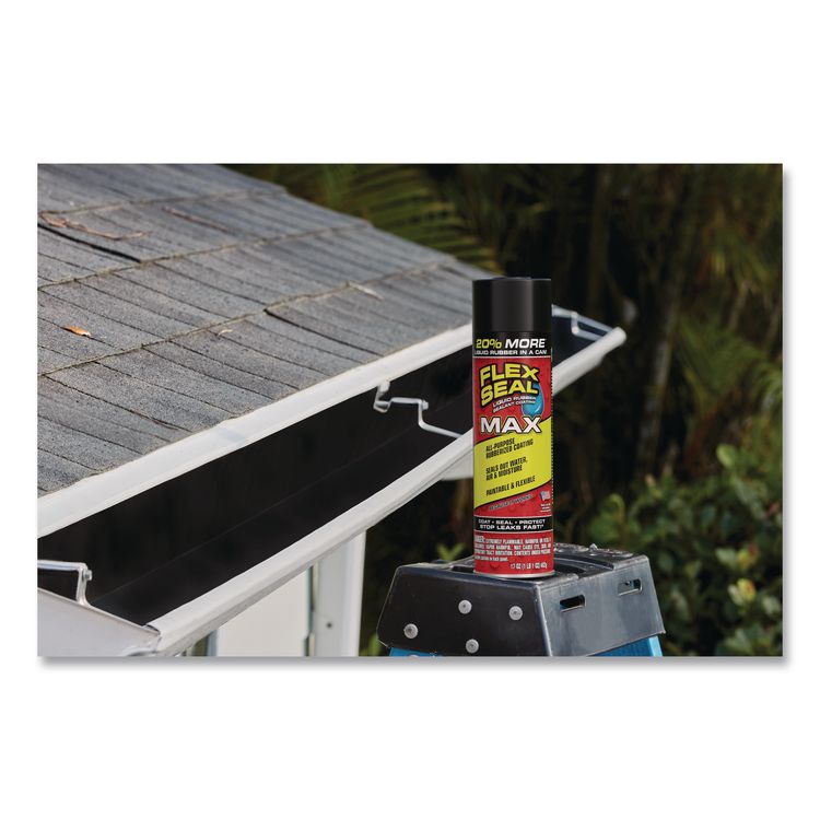 Flex Seal Liquid Rubber Sealant Coating Aerosol, 2 oz Aerosol Can, Dries Black, 12/Carton