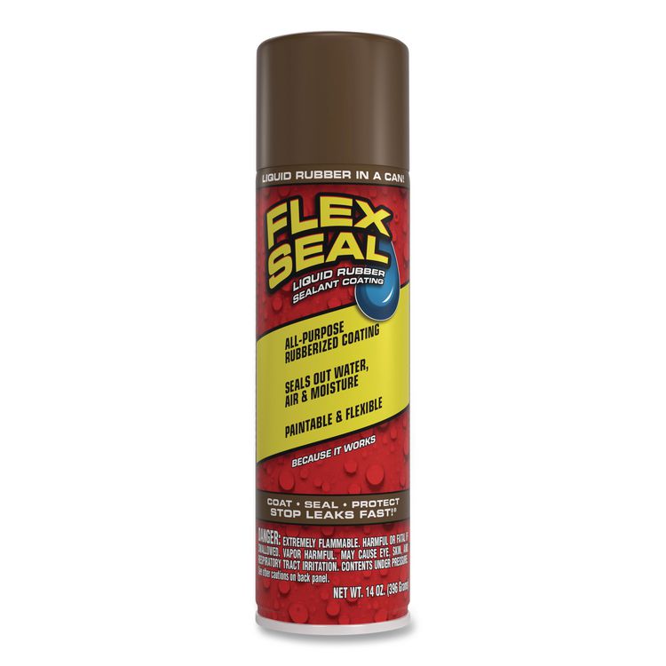 Flex Seal Liquid Rubber Sealant Coating Aerosol, 14 oz Aerosol Can, Dries Brown, 6/Carton