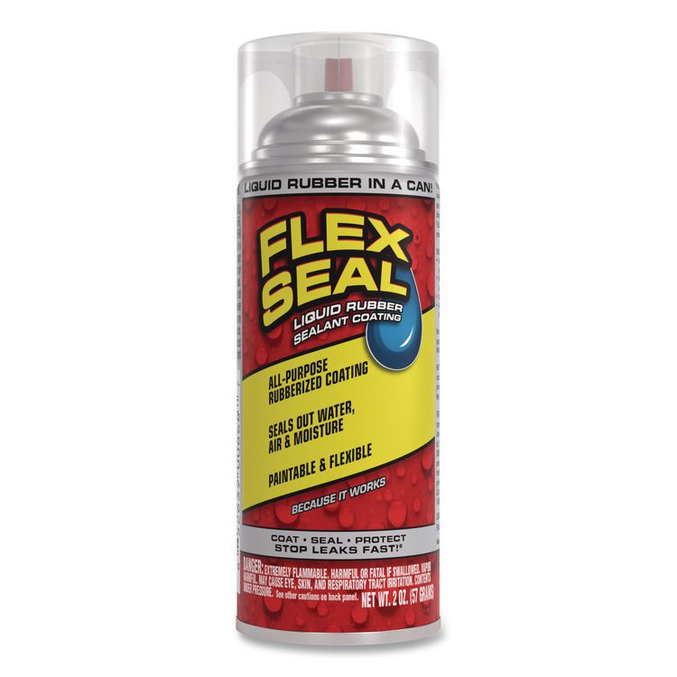 Flex Seal Liquid Rubber Sealant Coating Aerosol, 2 oz Aerosol Can, Dries Clear, 12/Carton