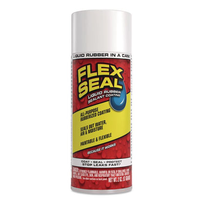 Flex Seal Liquid Rubber Sealant Coating Aerosol, 2 oz Aerosol Can, Dries White, 12/Carton