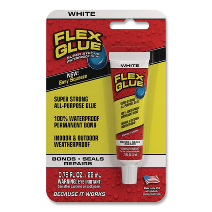 Flex Glue Super Strong Waterproof Glue, 0.75 oz, Dries White, 24/Carton