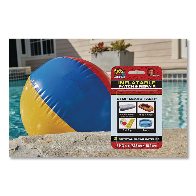 Flex Seal Inflatable Patch and Repair, 3" x 4", Clear, 8/Carton