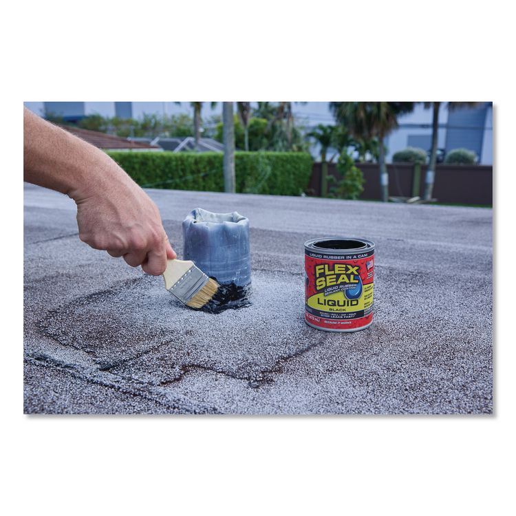 Flex Seal Liquid Rubber Sealant Coating Liquid, 16 oz Can, Dries Black, 6/Carton