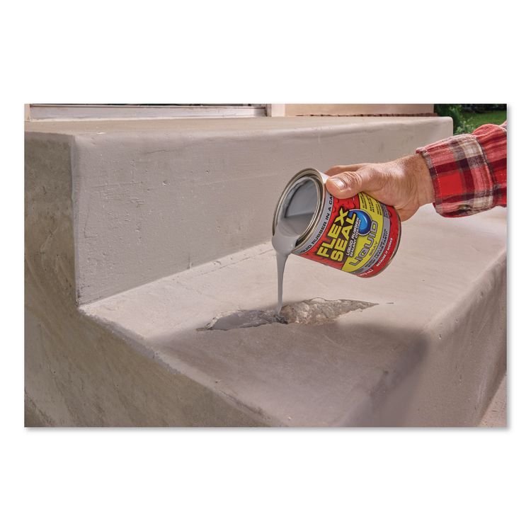 Flex Seal Liquid Rubber Sealant Coating Liquid, 16 oz Can, Dries Gray, 6/Carton