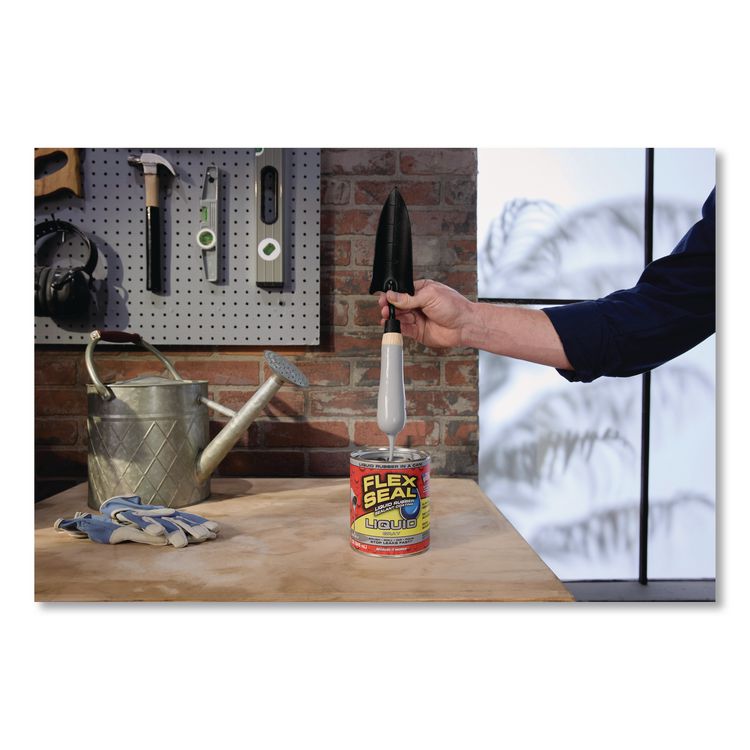 Flex Seal Liquid Rubber Sealant Coating Liquid, 32 oz Can, Dries Gray, 6/Carton