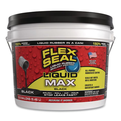 Flex Seal Liquid Rubber Sealant Coating Liquid Max, 2.5 gal Bucket, Dries Black
