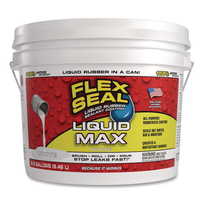 Flex Seal Liquid Rubber Sealant Coating Liquid Max, 2.5 gal Bucket, Dries White