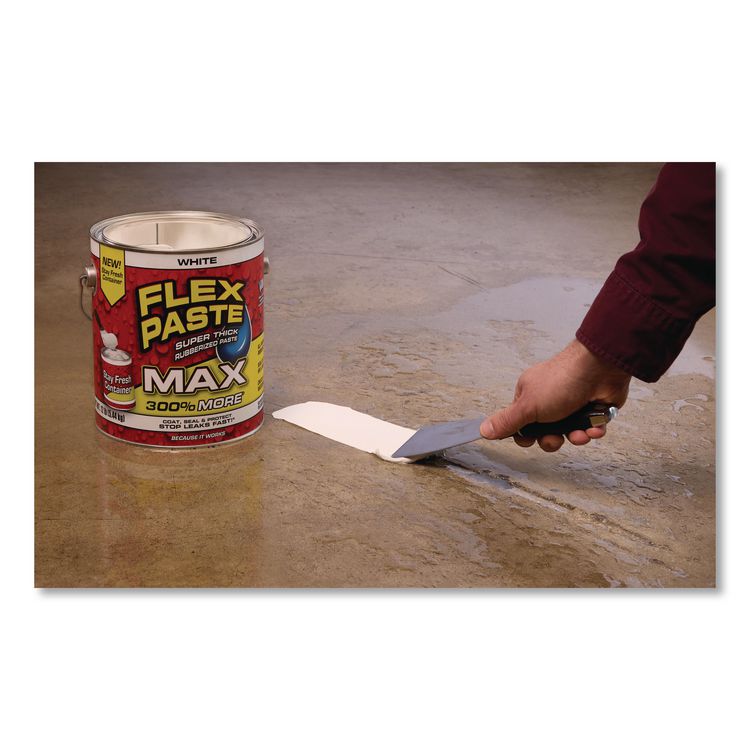 Flex Paste Super Thick Rubberized Paste Max, 12 lb Can, Dries White, 2/Carton