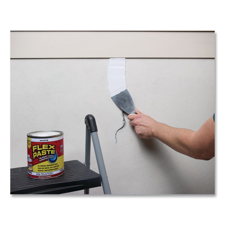 Flex Paste Super Thick Rubberized Paste, 3 lb Can, Dries White, 4/Carton
