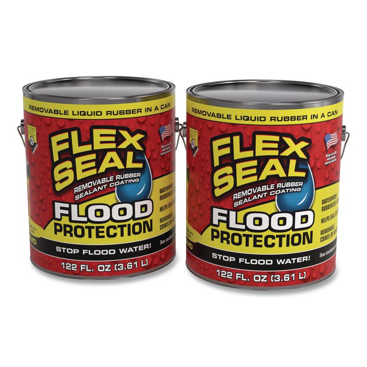 Flex Seal Liquid Flood Protection, 122 oz Can, Dries Yellow, 2/Carton