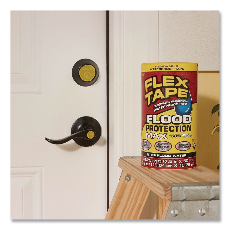 Flex Tape Removable Rubberized Waterproof Flood Protection Tape, 7.5" x 50 ft, Yellow, 2/Carton