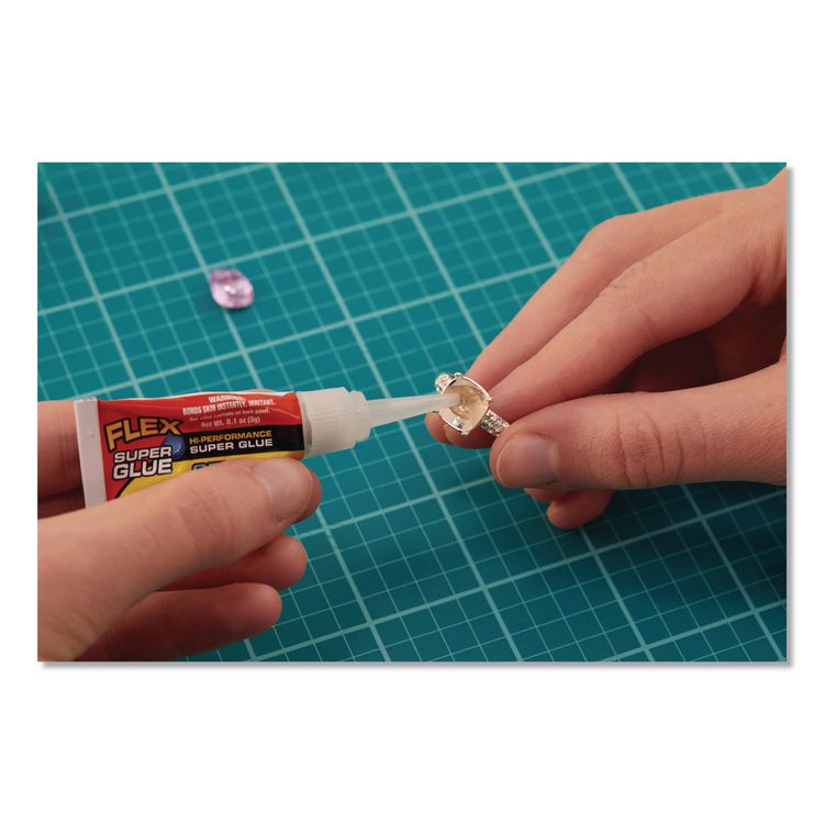 Flex Super Glue, Precision Tip, Liquid, 0.1 oz, Dries Clear, 2/Pack, 8/Carton