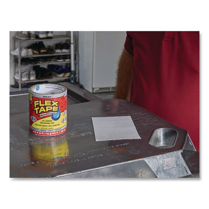 Flex Tape Strong Rubberized Waterproof Tape, 4" Core, 39 mil Thick, 4" x 5 ft, Gray, 4/Carton