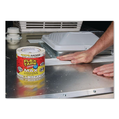 MAX Strong Rubberized Waterproof Tape, 4" Core, 39 mils Thick, 4" x 25 ft, White, 3/Carton