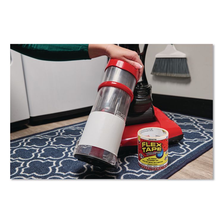 Flex Tape Strong Rubberized Waterproof Tape, 4" Core, 39 mil Thick, 4" x 5 ft, White, 4/Carton